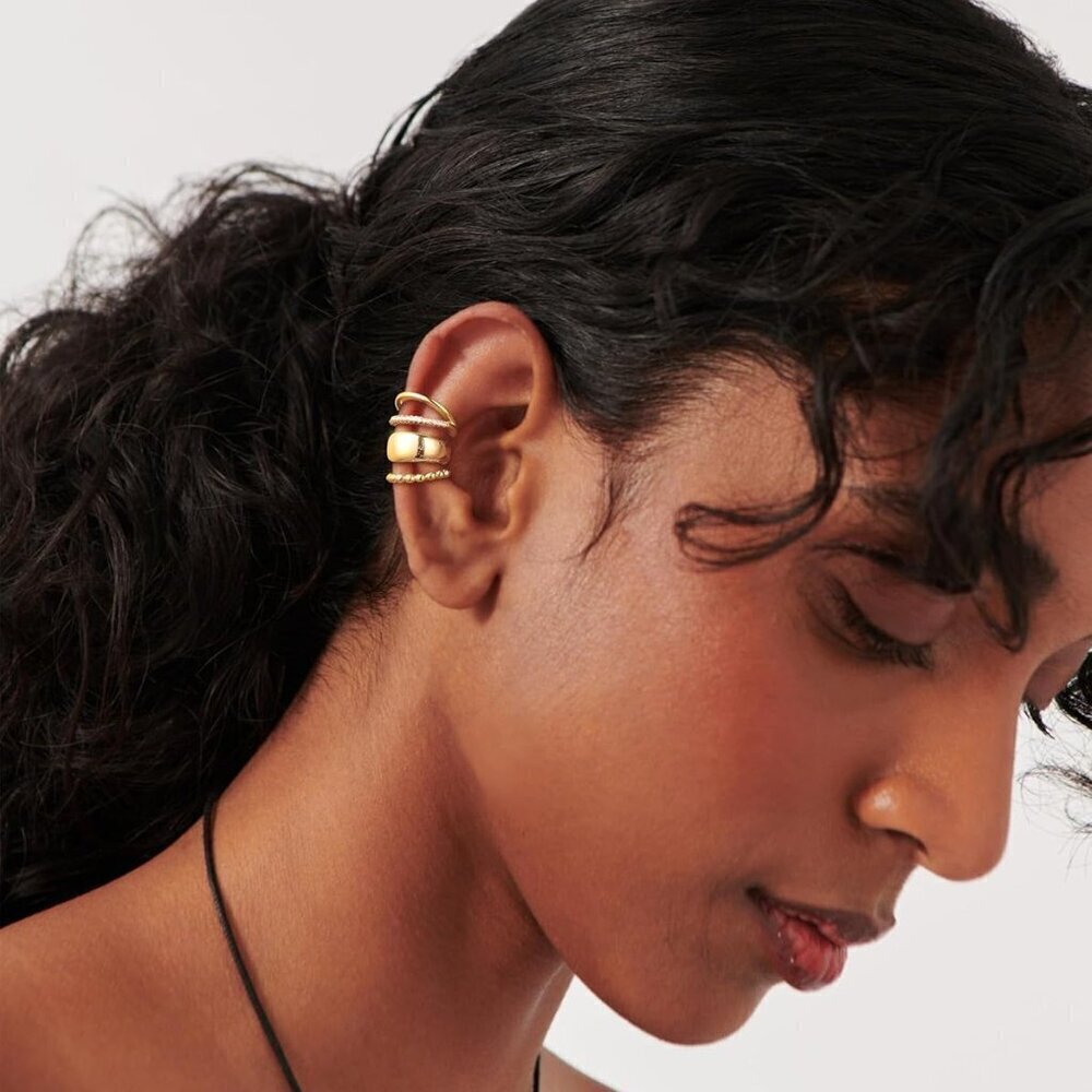 Sterling Silver Ear Cuffs Non Piercing 3 Pack Clip On Hypoallergenic Jewelry - Picture 3 of 6
